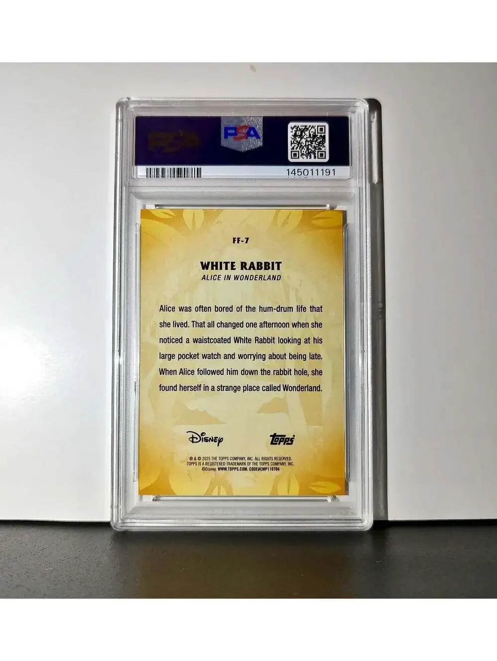 White Rabbit 2025 Topps Disney #FF-7 Furry Friends Card PSA 10